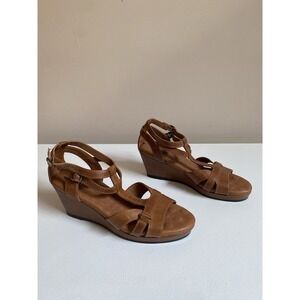 Walking Cradles Elites Sandals NEW Womens 10W Brown Leather Comfort Wedge‎ Shoes